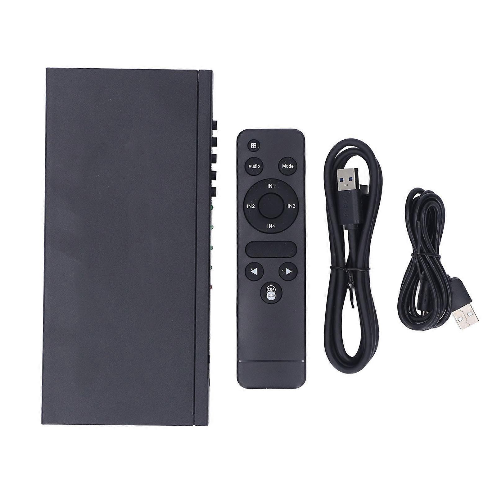 4x1 4K HD Multimedia Interface Multiviewer Switch & USB3.0 Video Capture Card for Gaming