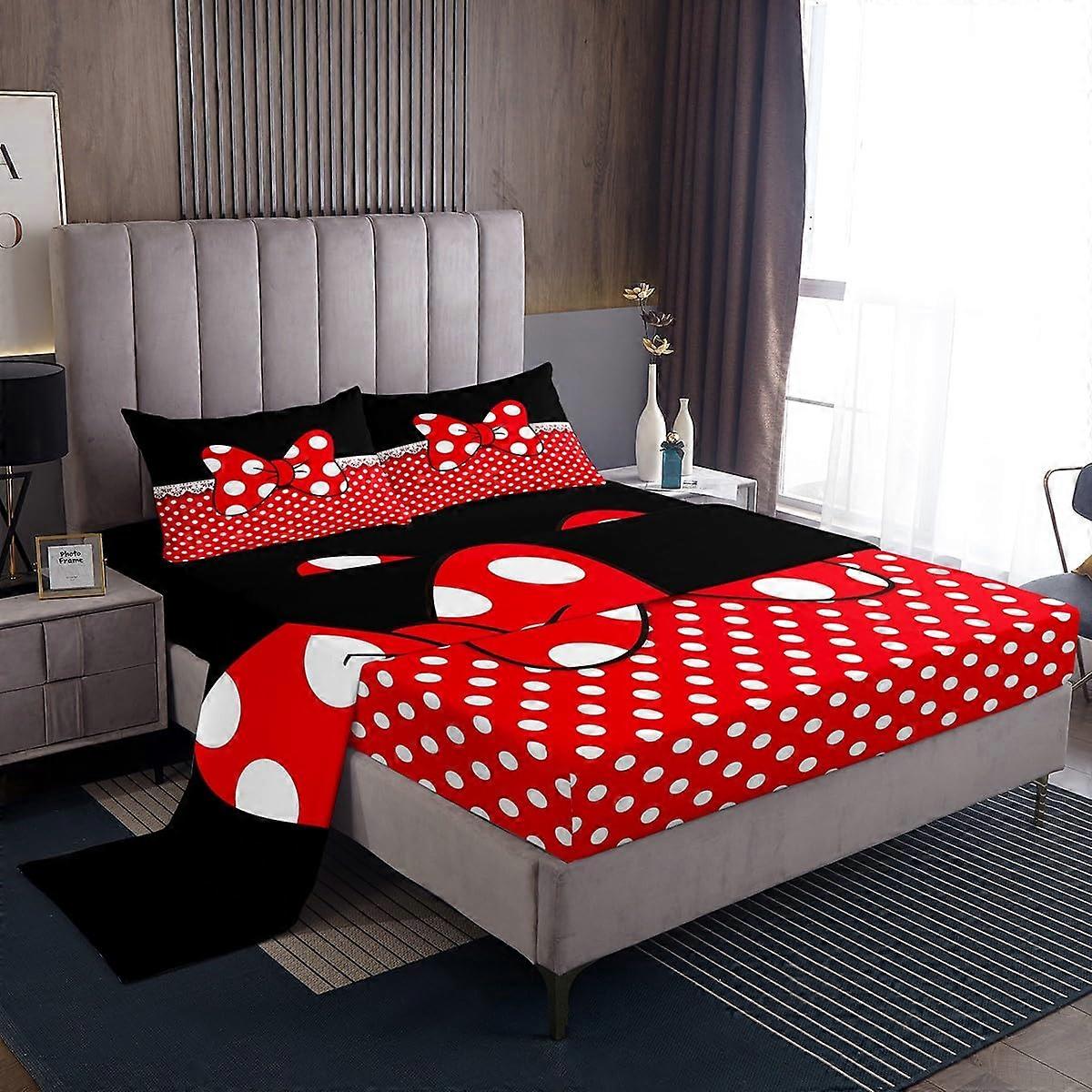 Sheet Set with White Dots in Romantic Princess Style for Bedding Full Size