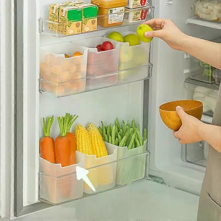 Refrigerator Side Door Storage Box-3 PCS Matte Transparent Fresh-keeping