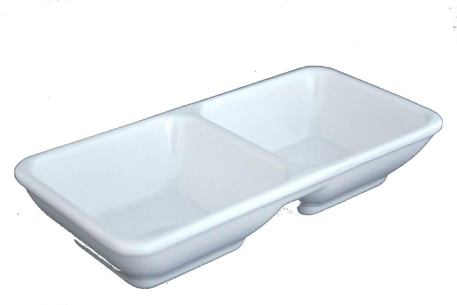 12 Pieces Melamine Dipping Plates Divided Rectangular for Sashimi 5-3/4' X 2-3/4'