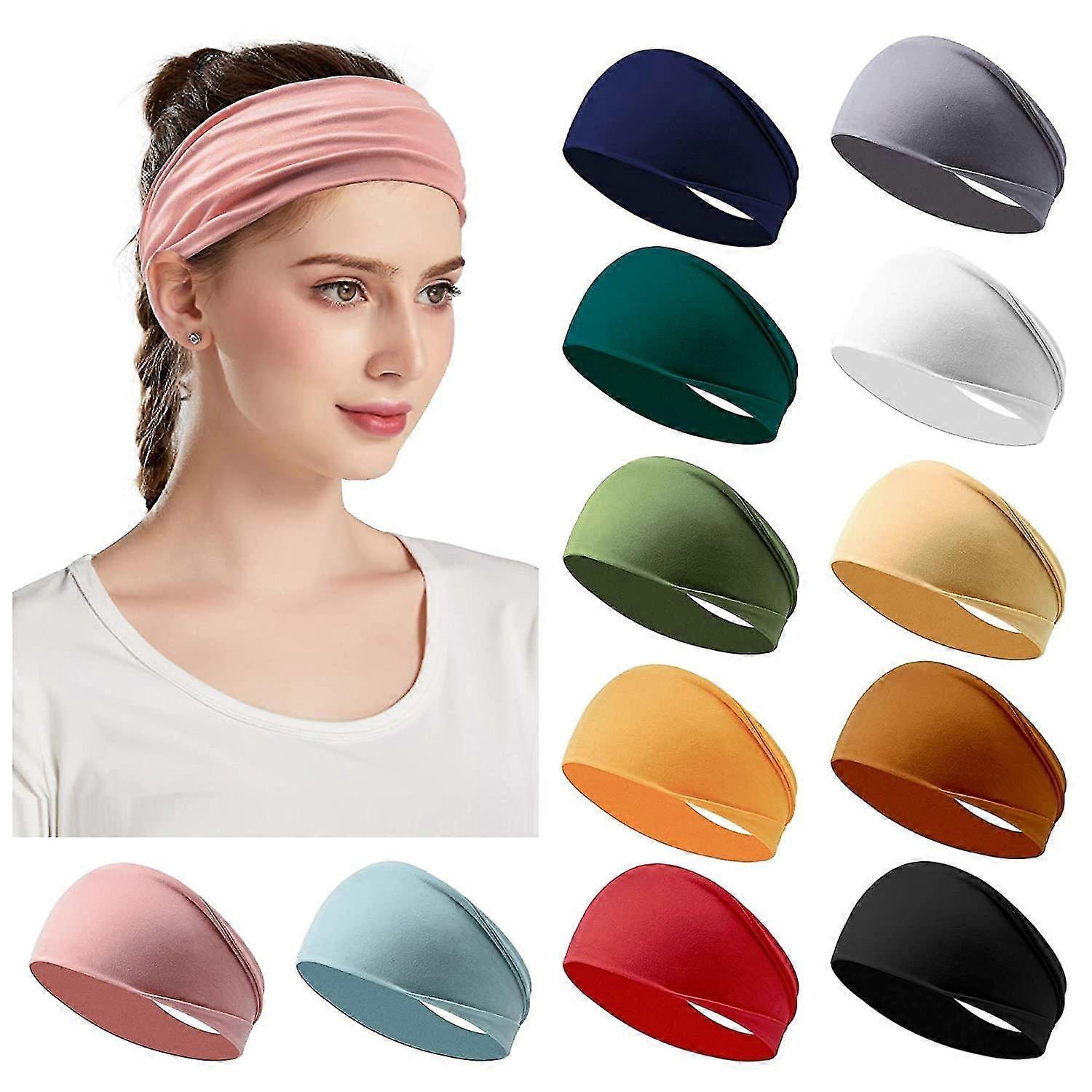 12-Pack Women's Non-Slip Headbands for Yoga, Running & Workouts - Soft, Stretchy, Stylish & Comfortable