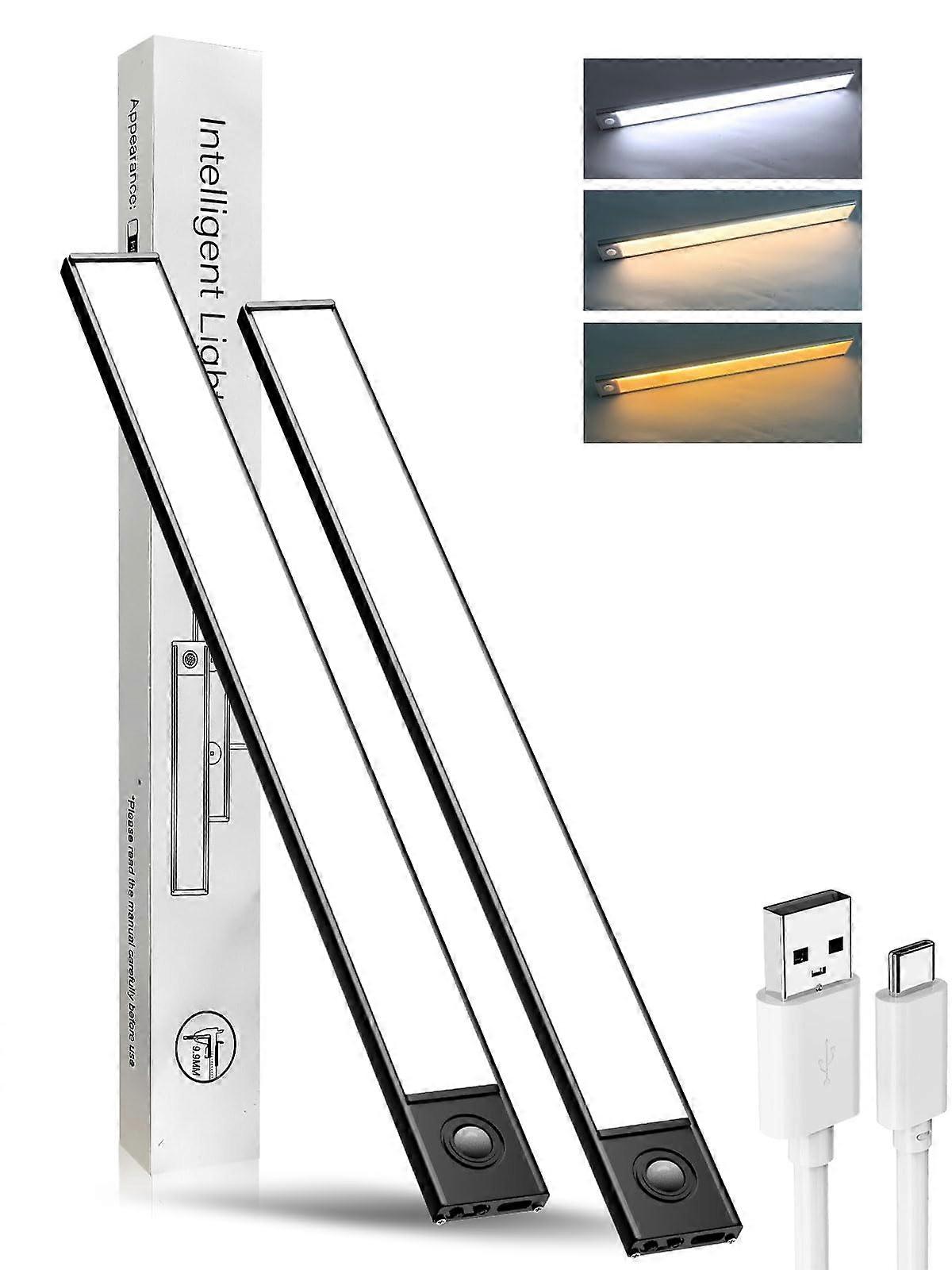 Under Cabinet Lights 1800mAh USB Rechargeable Battery Operated 54 LED Motion Sensor Indoor Closet Lighting 12"-2 Pack