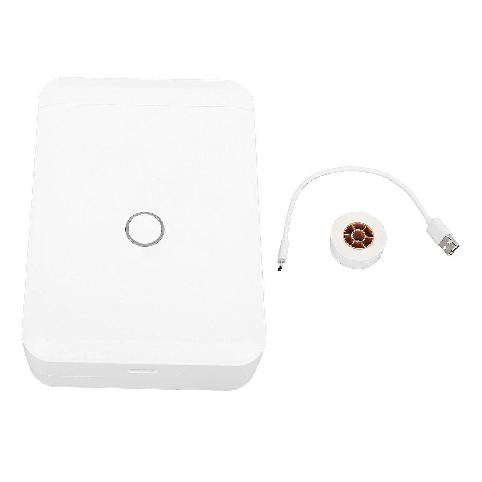 طابعة صغيرة بدون حبر 1500 مللي أمبير في الساعة APP التحكم بلوتوث صانع تسمية للصور صور مجلة DIY أبيض