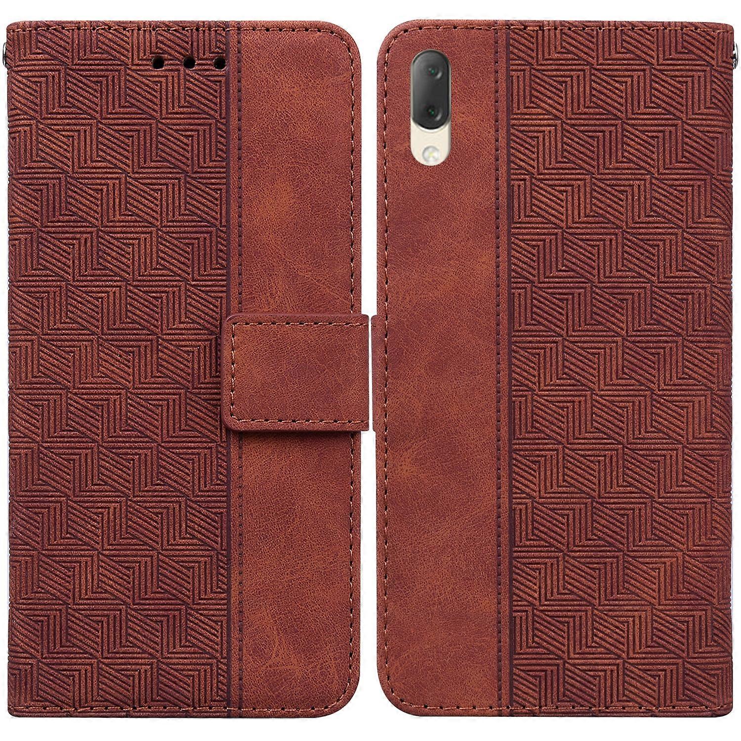 For Sony Xperia L3 Geometric Embossed Leather Phone Case