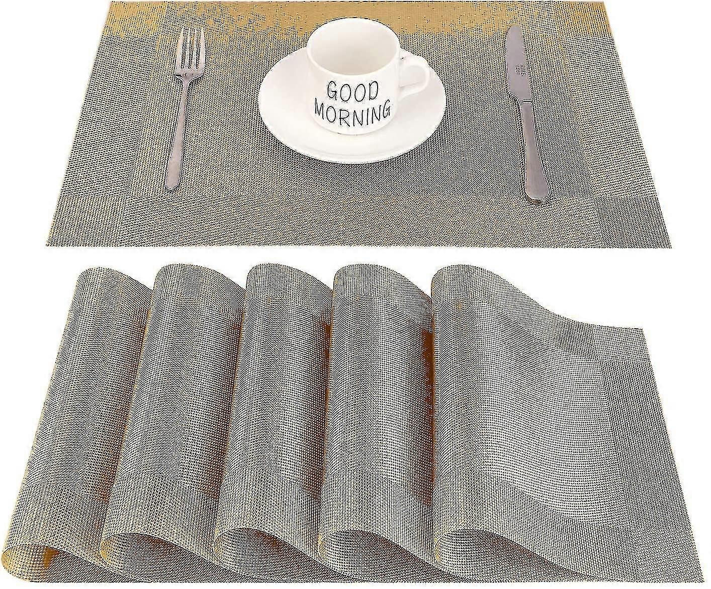 Placemats Pvc Non-slip Washable Heat Resistant Rectangular Vinyl Placemat For Restaurant (shikai)