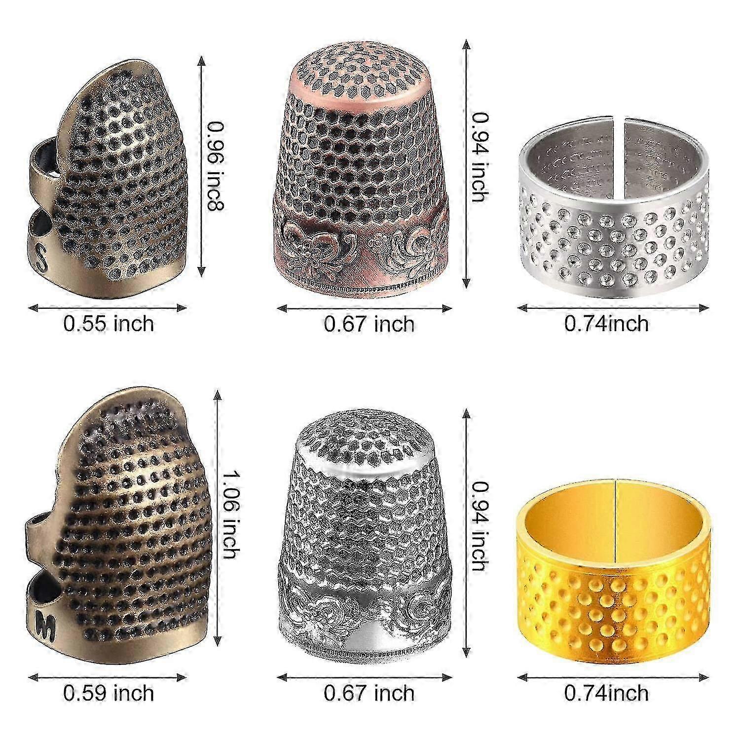 6pcs Adjustable Metal Sewing Thimbles for Finger Protection