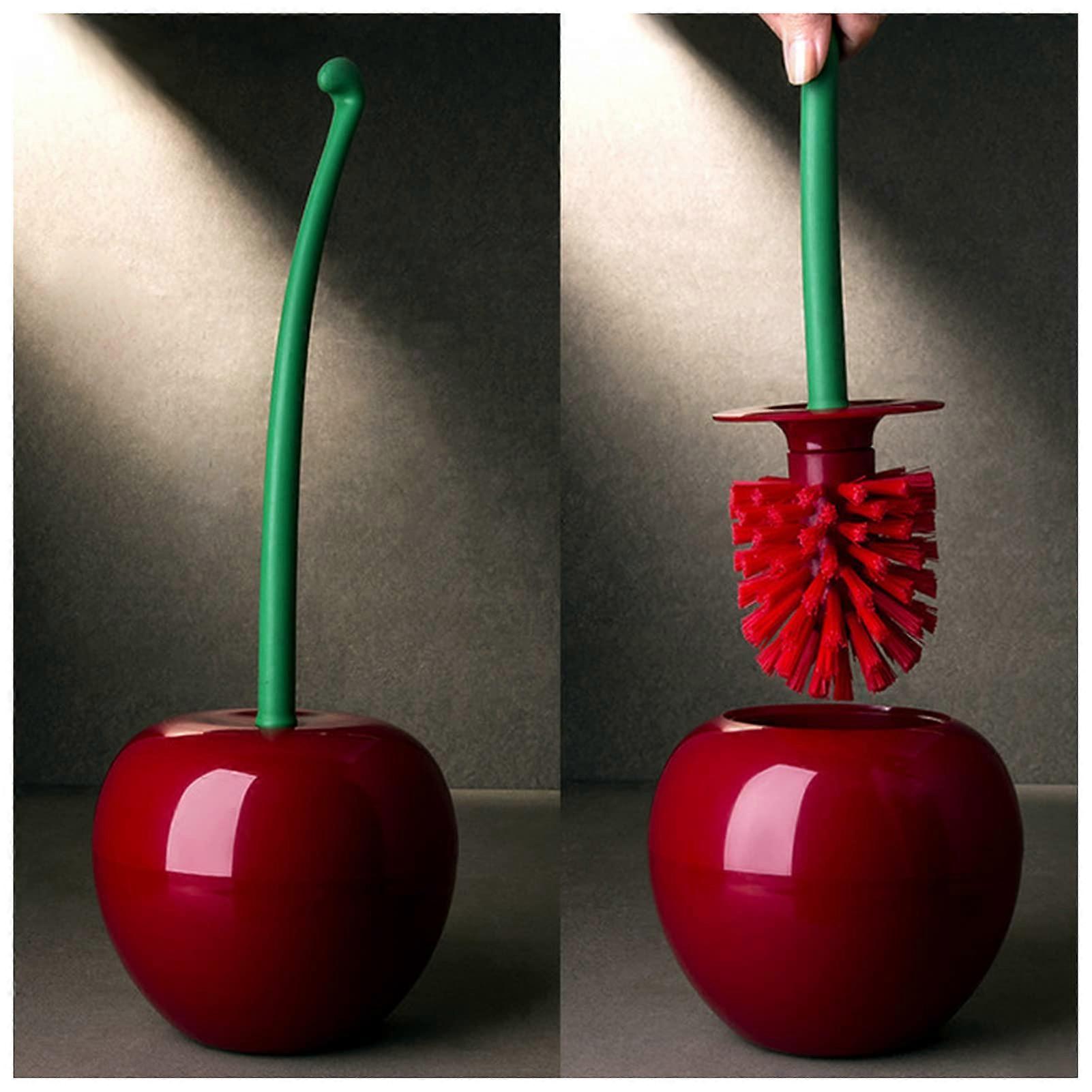 Toilet Brush And Holder With Cherry Shape Silicone Long Handle For Bathroom Lavatory WC