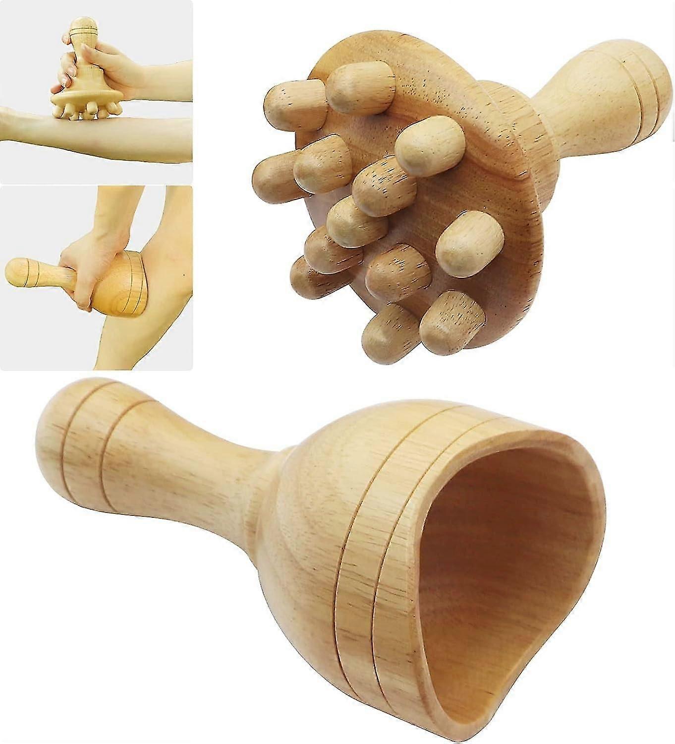 Wooden Massage Cup Wood Therapy Hatic Drainage Massage Tools (2 Pcs)