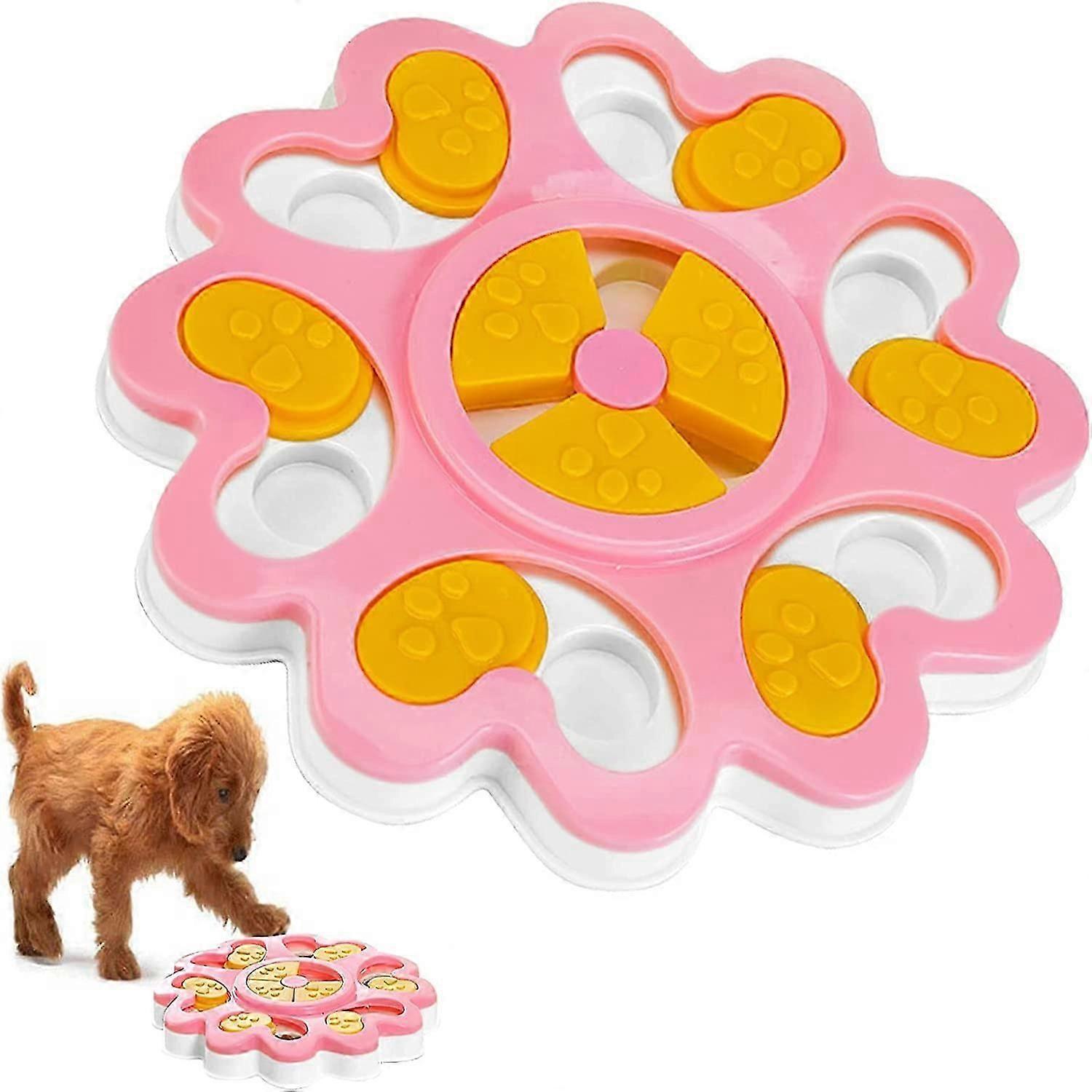 Dog Puzzle Feeder Toy,Puppy Treat Dispenser Puzzle Slow Feeder Dog Toy,Dog Training Games Feeder with Non-Slip, Improve IQ Puzzle Bowl for PuppyPink