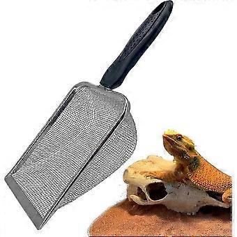 Stainless Steel Reptile Sand Substrate Scoop Shovel Sifter Fine Mesh Metal Reptile Litter Cleaner Sc