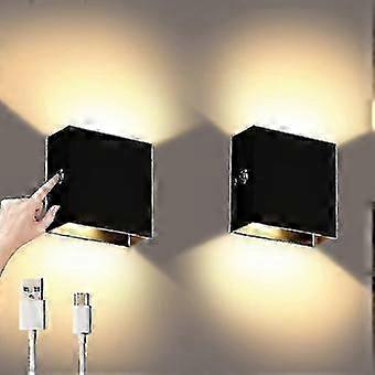 2pcs Wall Lights Dimmable, Rechargeable Wall Light Touch Up Down W Wigslar