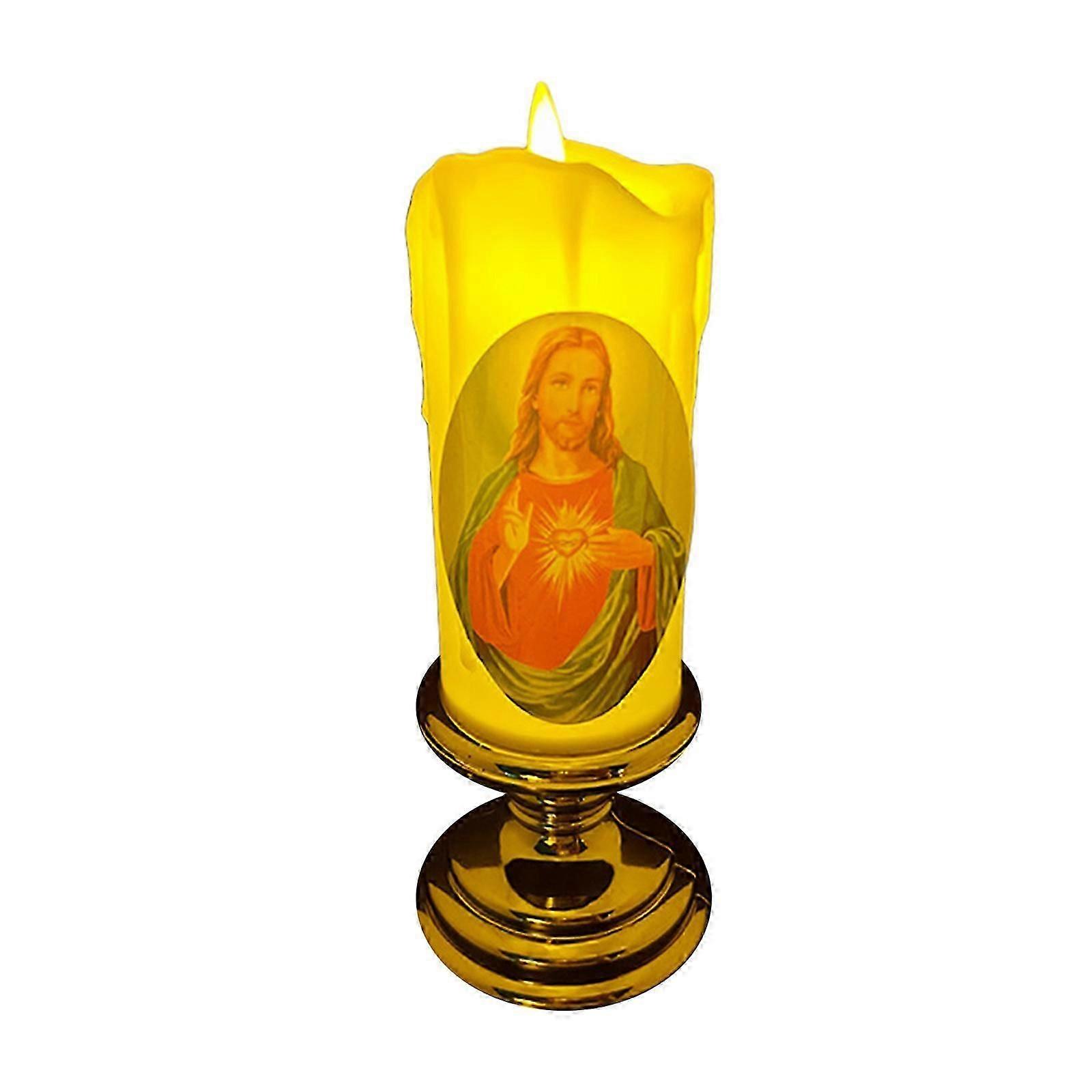 Lampe électronique sans flamme, bougie en cire LED Vierge Christ, décoration religieuse pour fêtes chrétiennes, décoration d'église