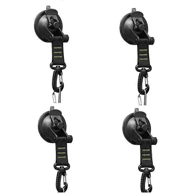 4Pcs Suction Cup with D Ring 360° Rotating Hooks for Awning-Green