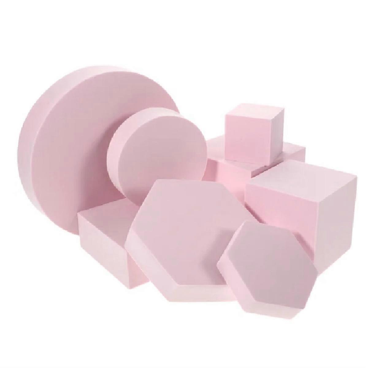 8 Pcs Cosmetics Photo Background Props Geometry Square Decor, Pink