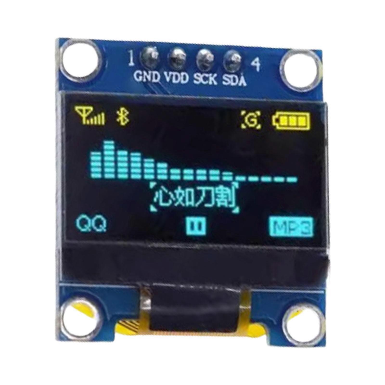 0,96 tommers OLED-skjermmodul I2C IIC-grensesnitt 128x64 LCD for DIY-elektronikk og innebygde systemer gul og blå