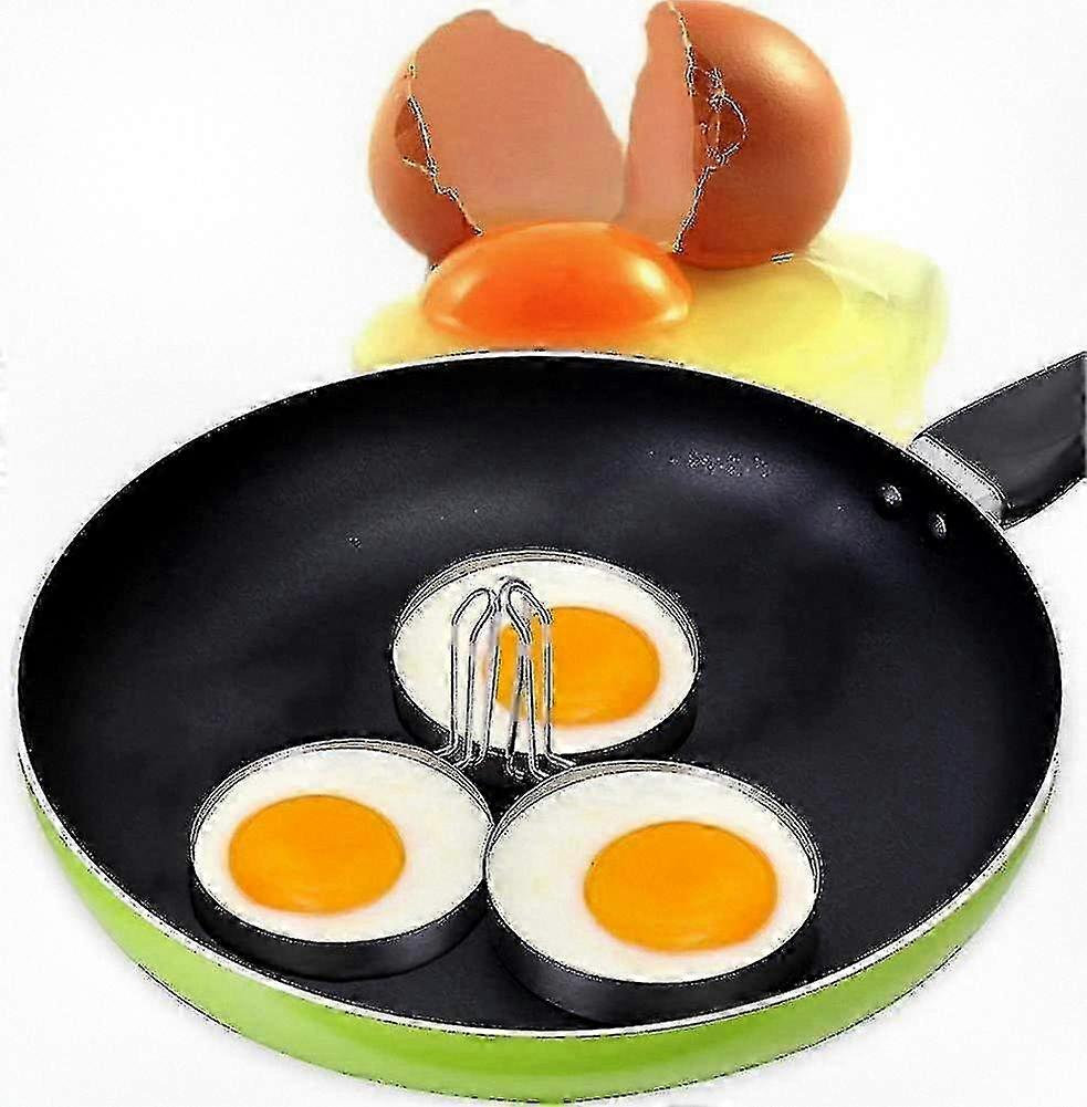2 Pcs Nonstick Stainless Steel Handle Round Egg Molds and Pancake Shapers for Perfect Breakfast Cooking