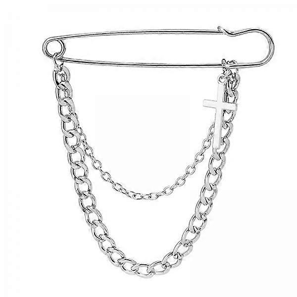 Elegant Extra-Long Brooch Pin for Formal Attire Unisex Cross Design