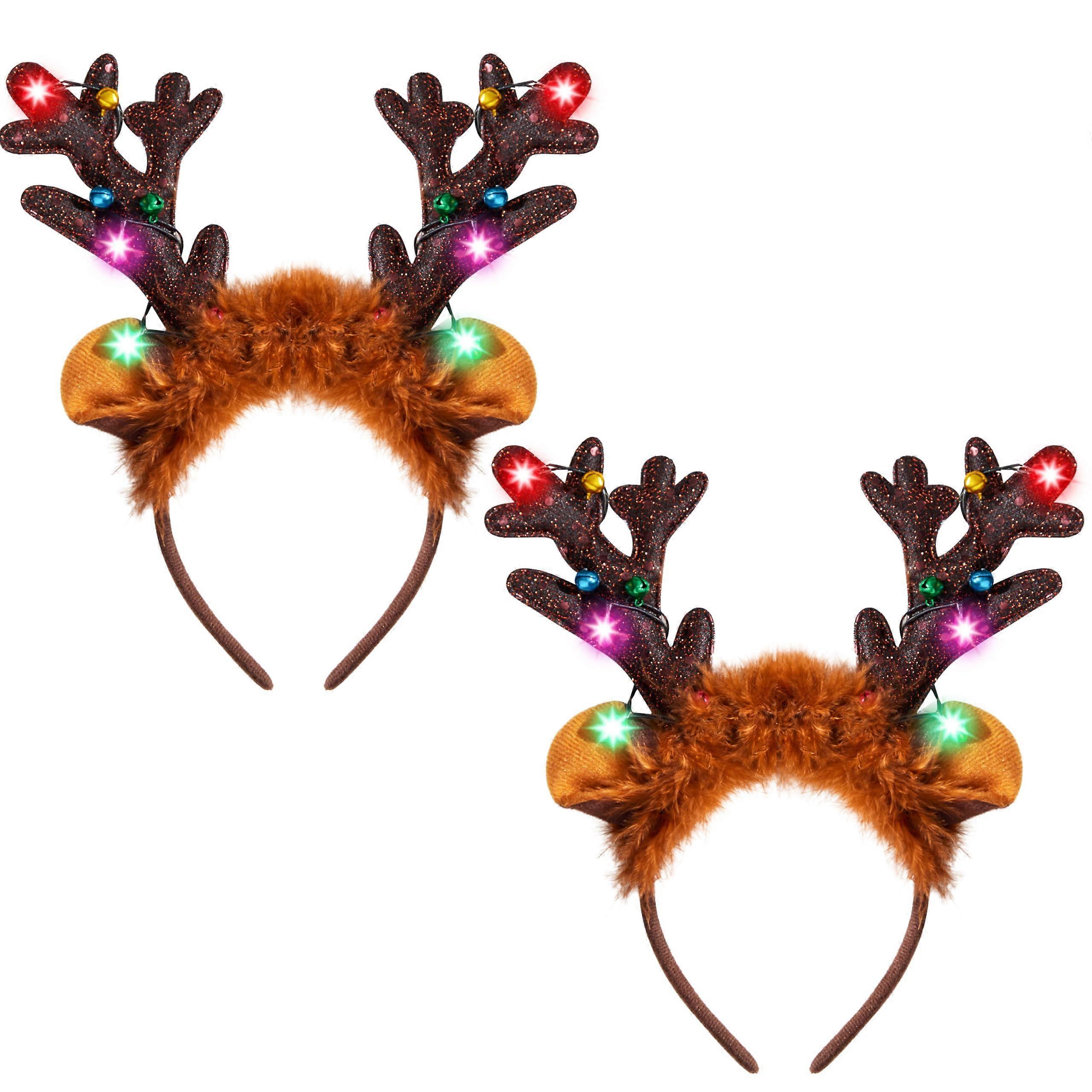 LightUp LED Antlers Reindeer Hat Holiday Headbands (ONE SIZE)