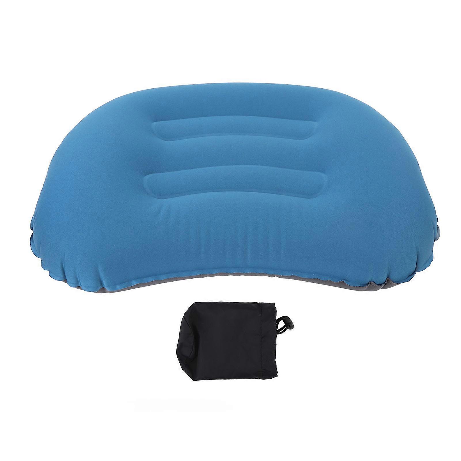 Travel Inflatable Pillow Inflatable Lumbar Support Pillow Portable Foldable Outdoor Inflatable Pillow for Airplanes Trains Offices Blue