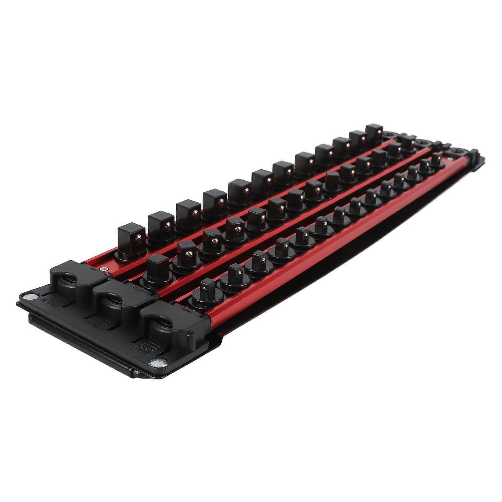 Portable Socket Organizer Aluminum Socket Holder Storage Tray for 1/2 3/8 1/4 Sockets Holds 40 Sockets 