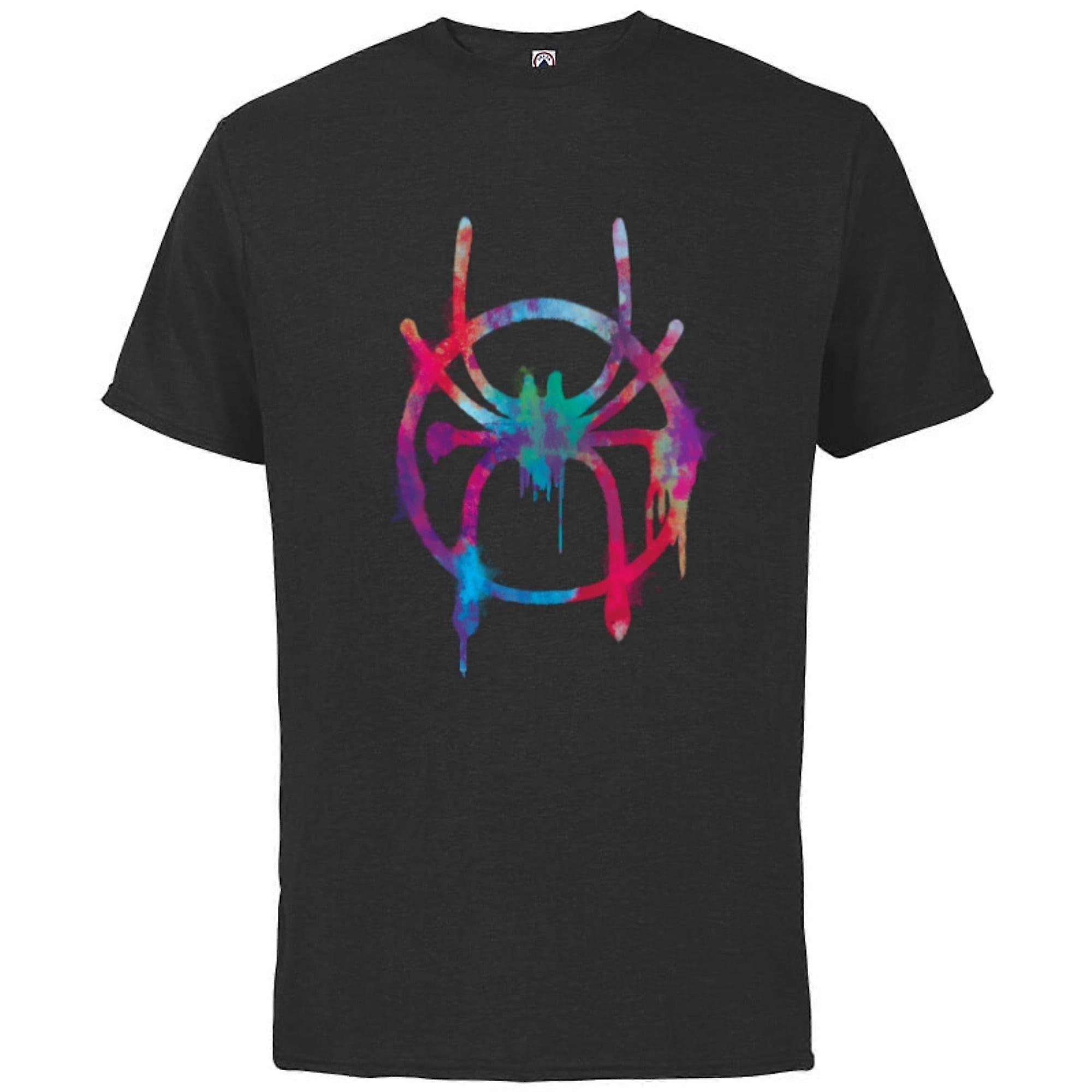 Marvel Spider-Man Into the Spider-Verse Rainbow Icon - Short Sleeve Cotton T-Shirt-Black-Txa78ii463