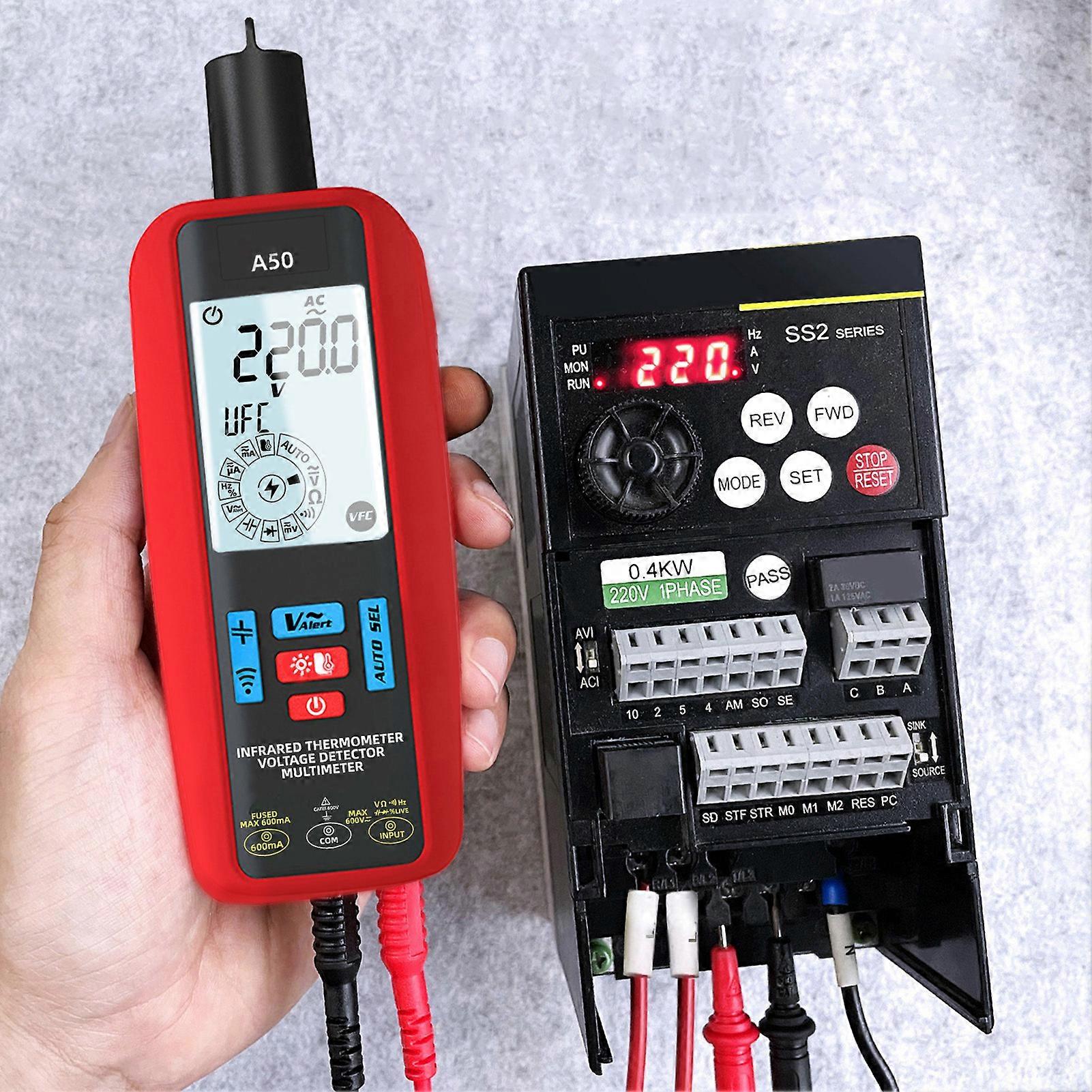 Digital Multimeter Tester Pen Smart Infrared Temperature Meter Voltage Detector Capacitance Current Ohm Hz V Alert A50 