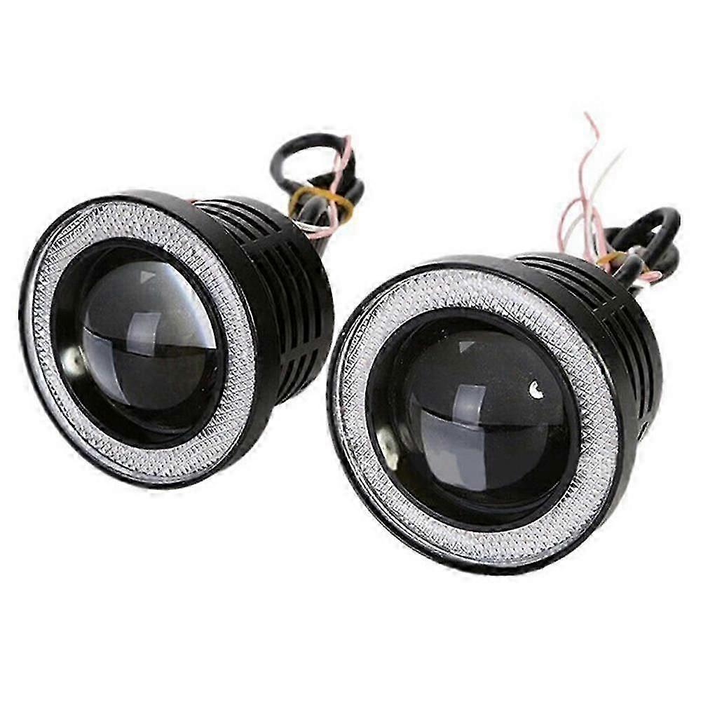 Angel Eyes Universal Car Fog Lights COB 6500K 12V DRL SUV Daytime Running Lamps For BMW E46 Golf 4 Fords Focus 2 MK2 Passats B6