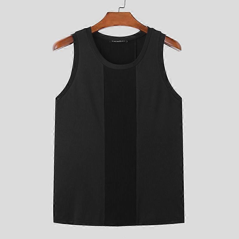 INCERUN Men Sleeveless Round Neck Casual Round Neck Vest Tank Tops