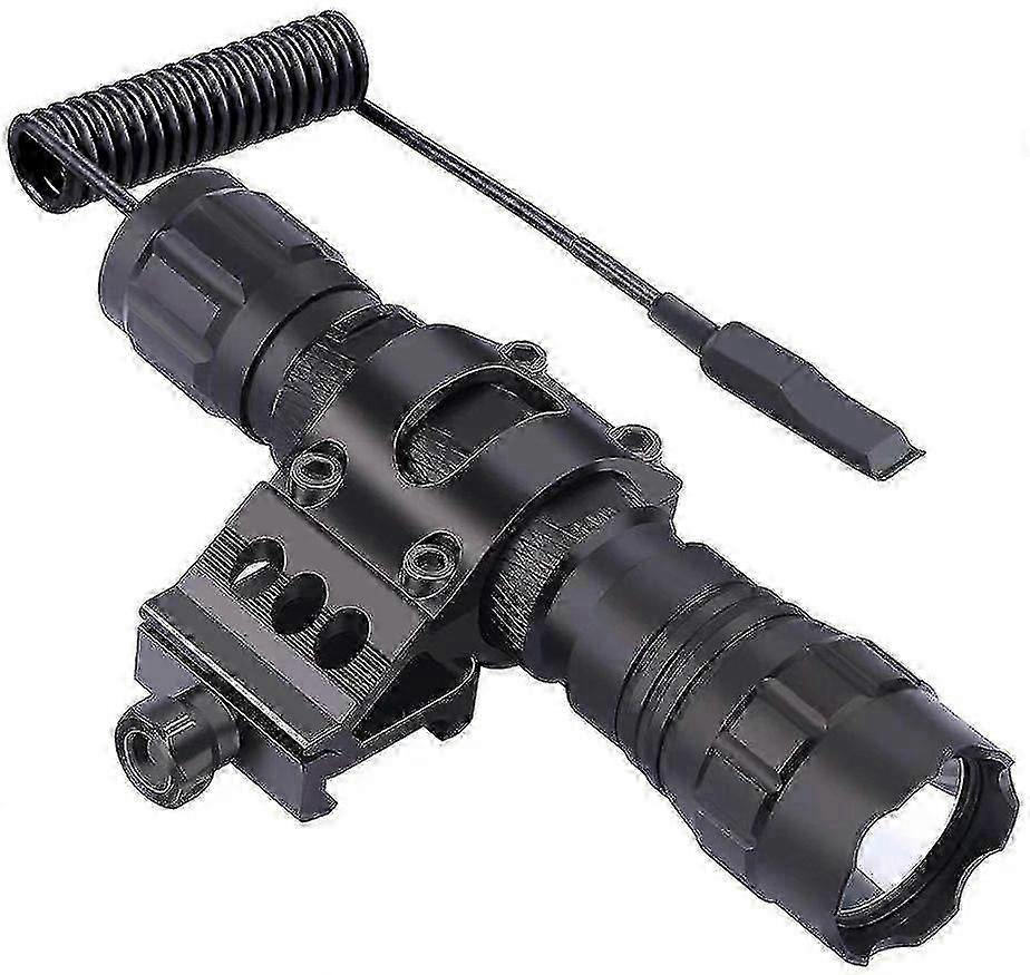 Tactical LED Flashlight with Push Button Switch, 45° Mounting Rail & Side Offset Ring - 1 Mode