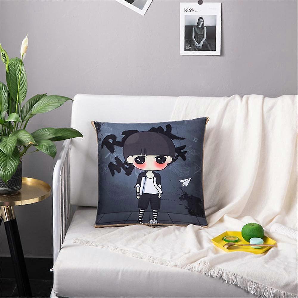 Cushion Blanket 2 in 1 Travel Blanket Cushion Quilt Multifunctional Pillow Blanket Neck Support Pillow Soft Warm Nap Mat (Cool Boy)