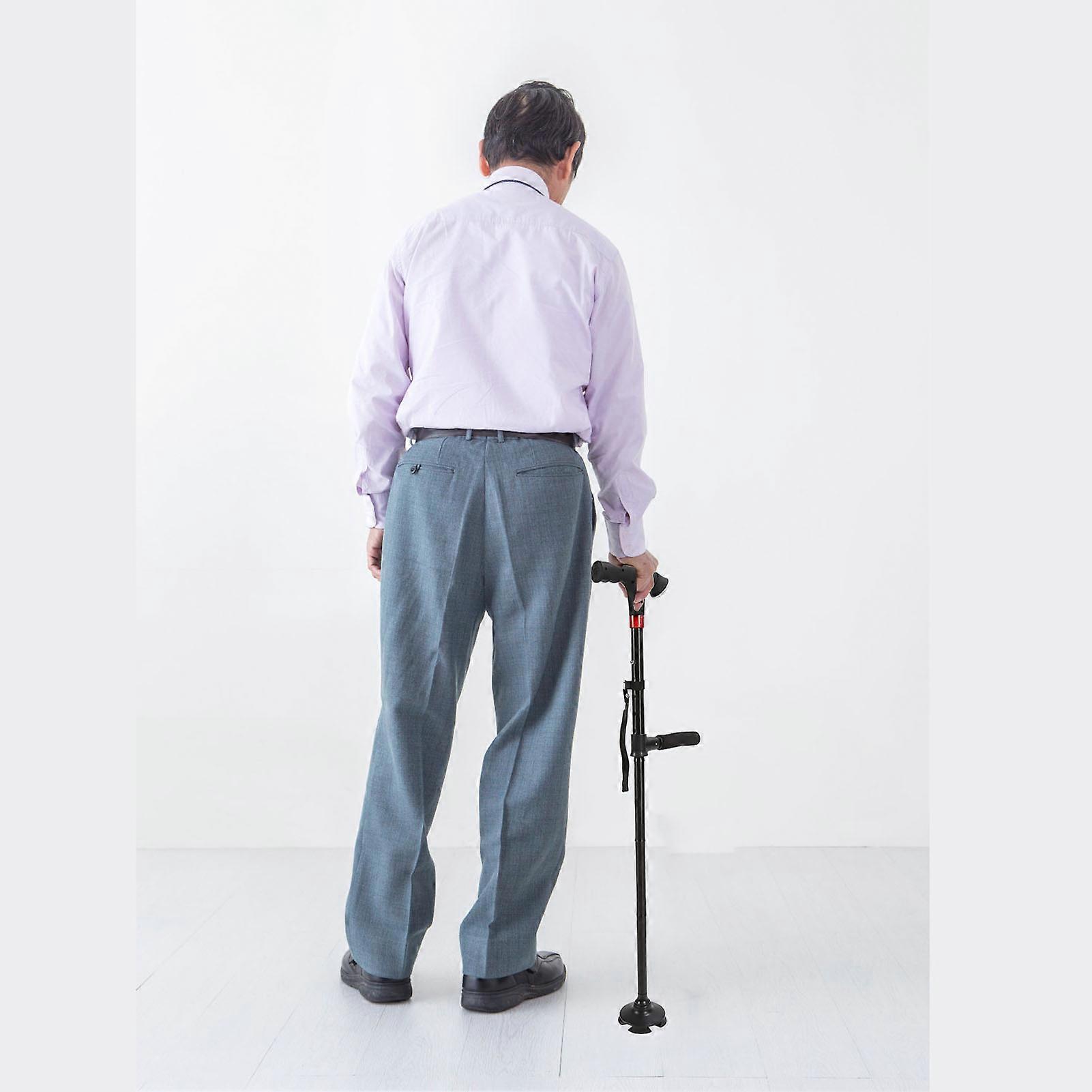 Elderly Folding Cane Height Adjust T Type Handle Extension Walking Cane with LED Light 