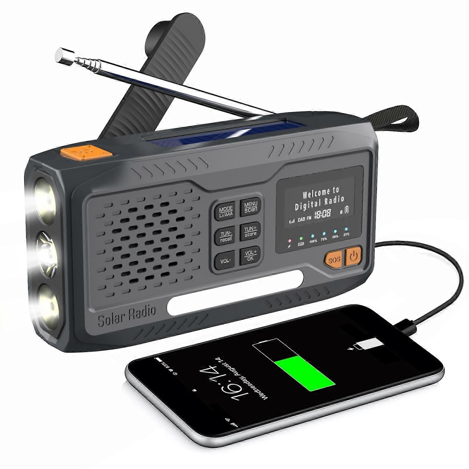 WR-6B רמקול רדיו DAB חיצוני כוח בנק מופעל סולארי יד קראנק רדיו חירום