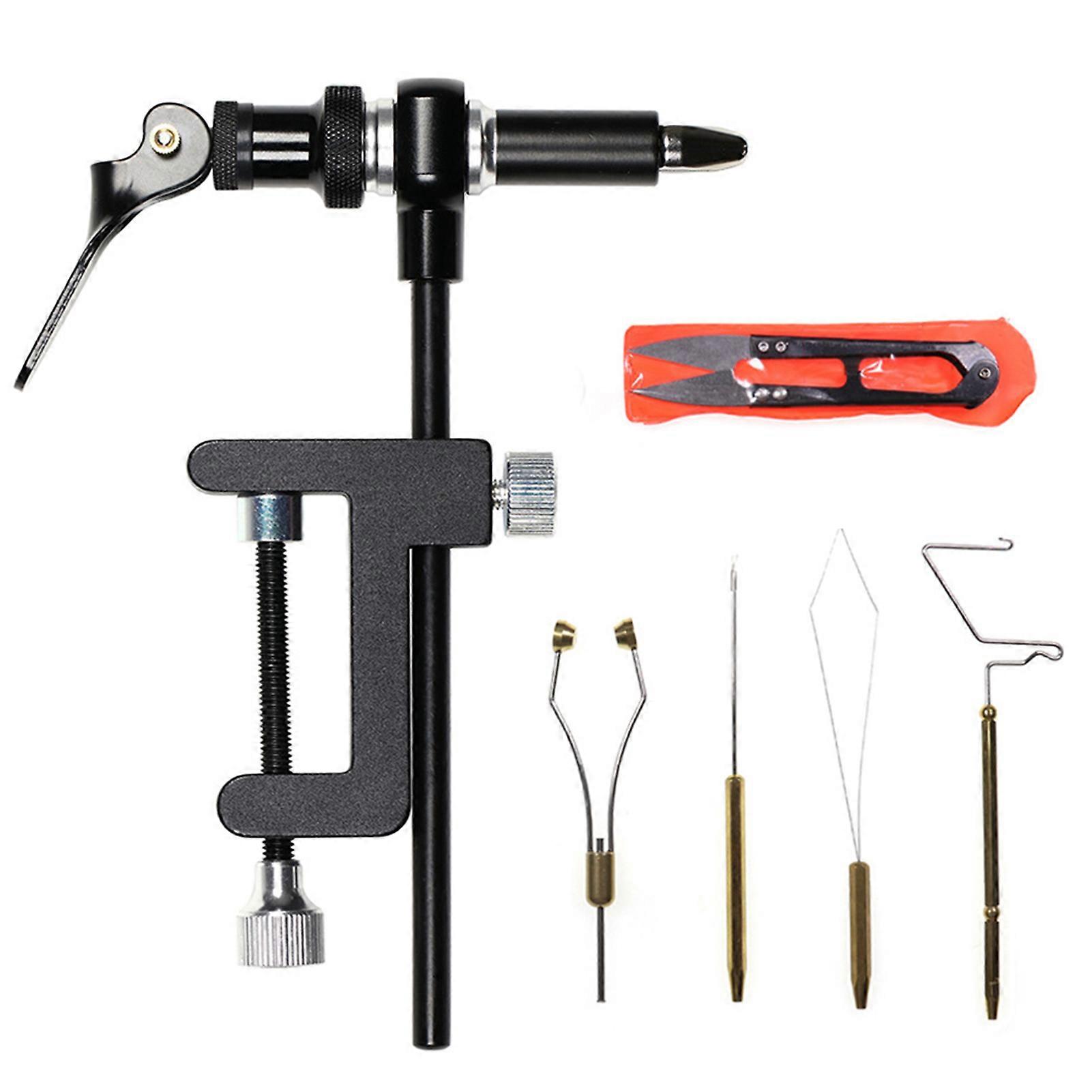 Fly Tying Tools Combo Kit Fly Tying Vise Bobbin Holder Threader Needle Whip Finisher Scissors