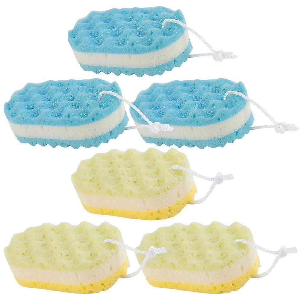 Body Wash Sponge Exfoliating Bath Sponge Soap Dispersion Three-Layer Structure Travel 16.50X9.00X5.00CM 6Pcs