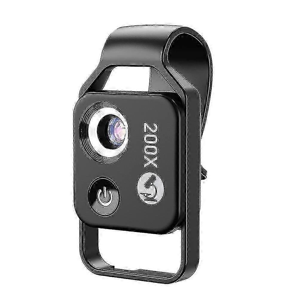 200x Mobile Phone Microscope -lens Universal Clip Led Light Pocket Mini Magnifying Glass Microscope