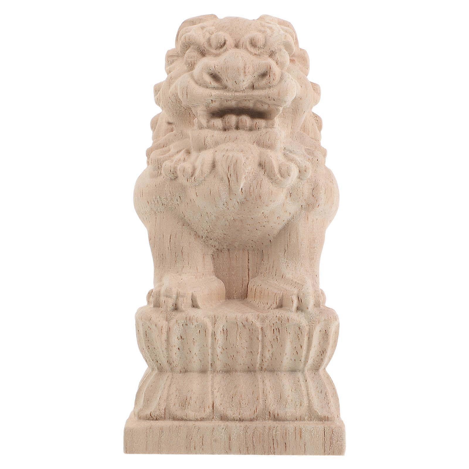 Lion Sculpture Solid Wood Chinese Bridge Model Simulated Arch Bridge Pillar Decorations For Landscaping Professionals 1Pcs