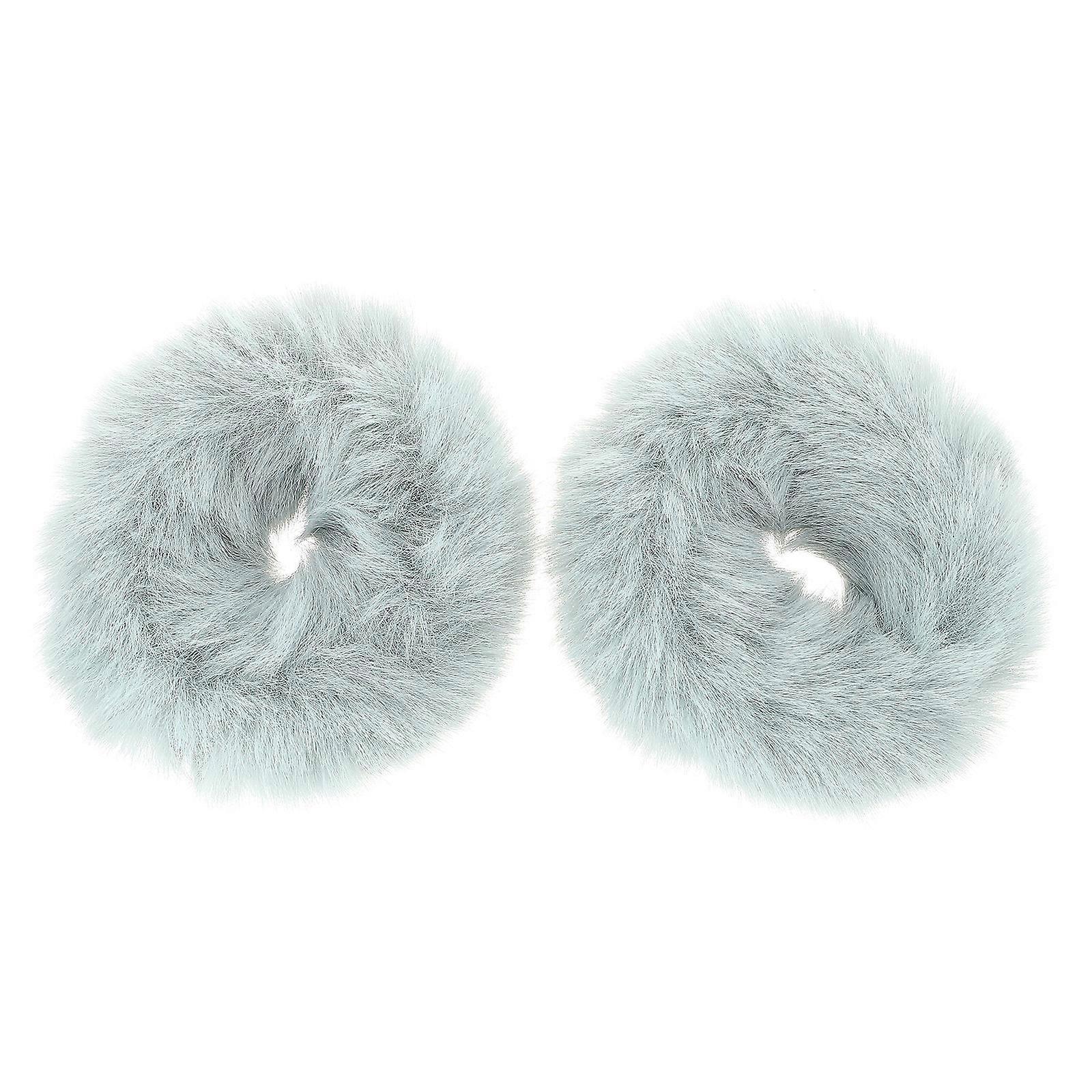 2pcs Fluffy Ponytail Hair Rings with Faux Elastic Rope Holders