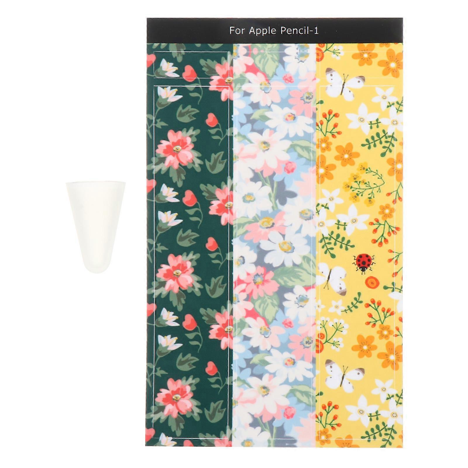 Stylus Stickers for Pencil Removable Decorative Floral Scratch Design for Creative Use, Compatible with iPad