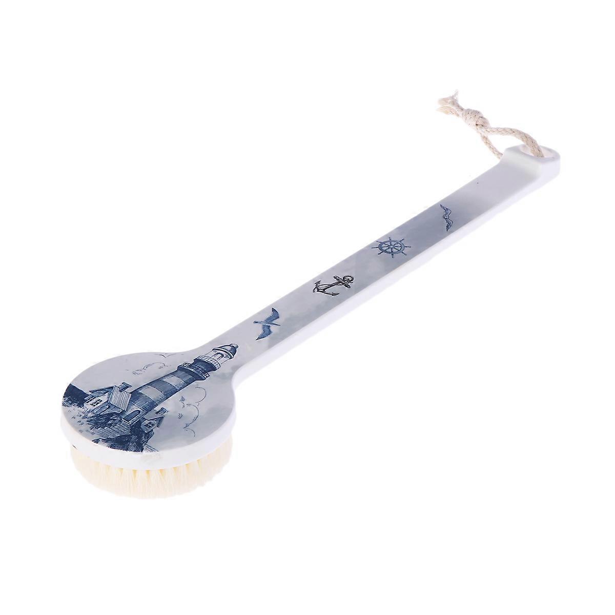 Exfoliating Back Scrubber Printed Long Handle For Bathroom Shower Use Multi 36x8x1.8cm Oil Removal 1Pcs