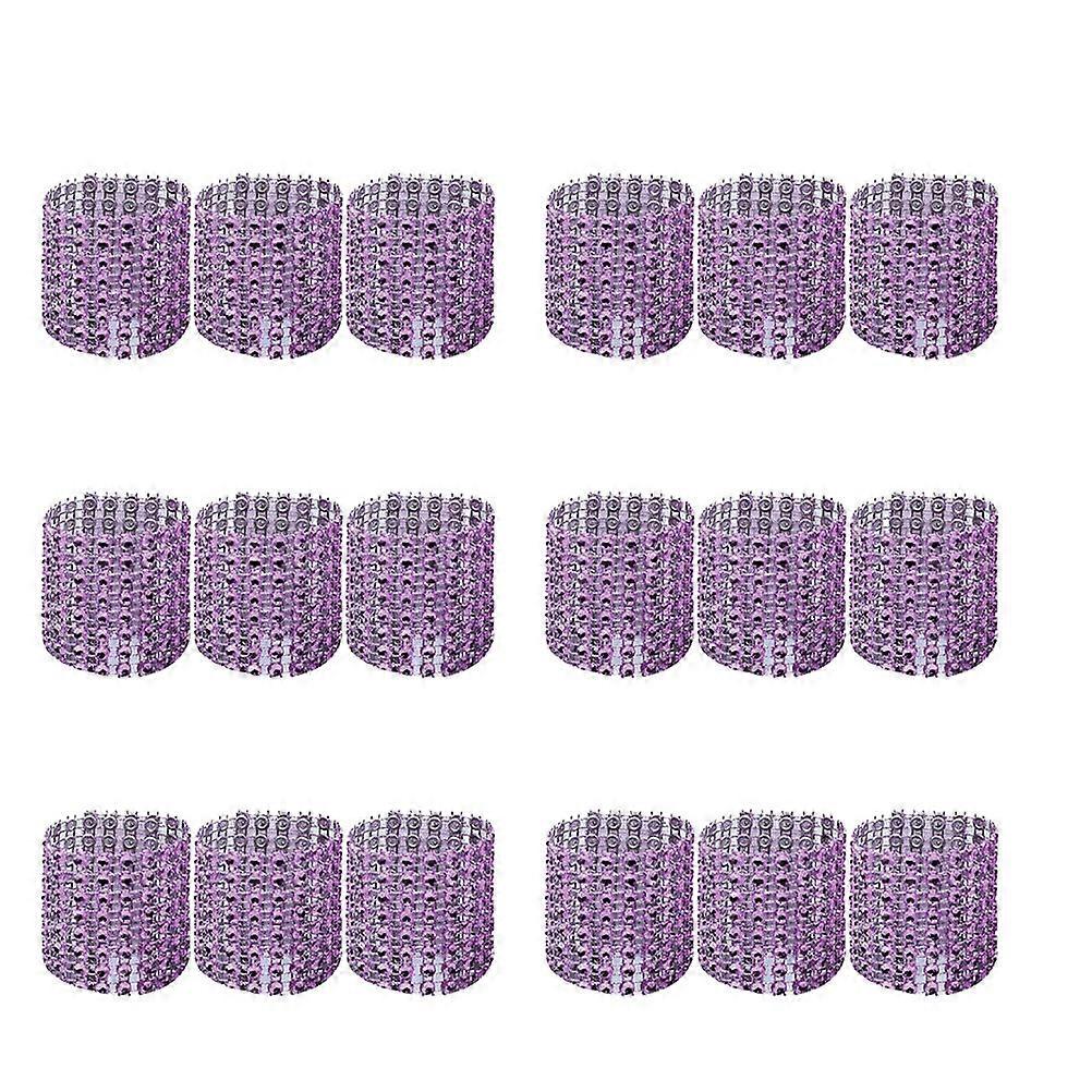 Rond de serviette de table festif élégant rond strass table décoration violet foncé 30Pcs