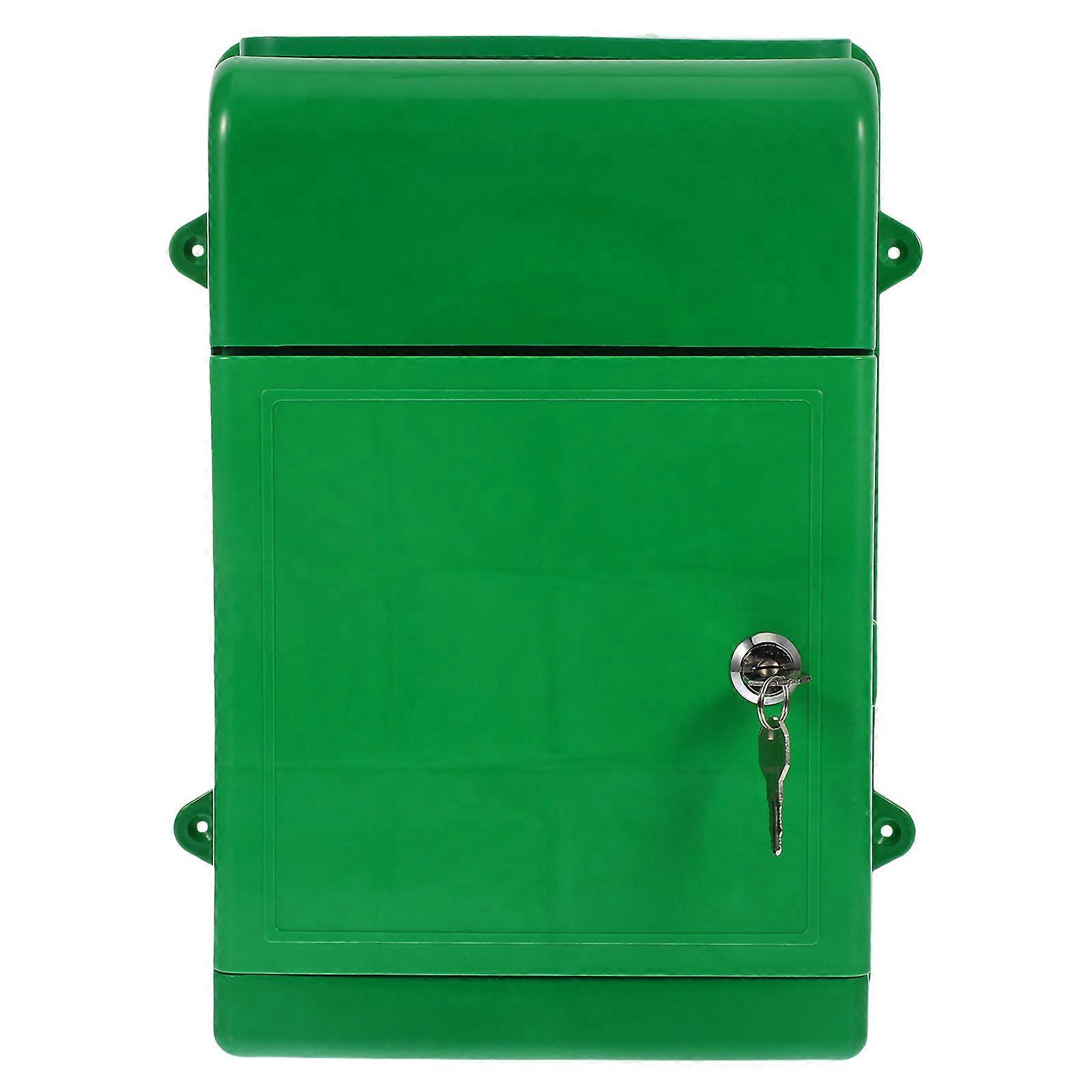 Lockable Mail Box Wall Mount Weather Protection Large Capacity Mailbox Minimalist Style Green 34.50X23.50X10.00CM 1Pcs