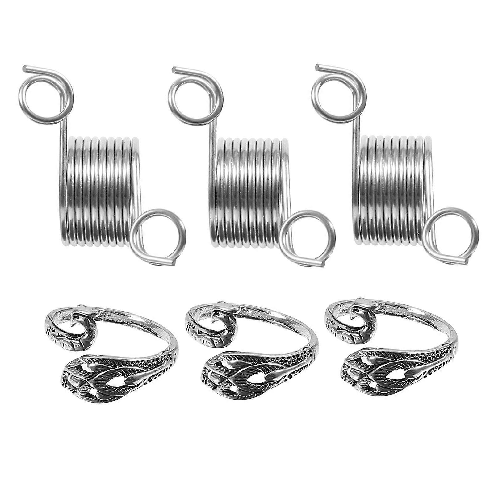 Adjustable Knitting Loop Ring Yarn Guide Finger Holder Silver 3.5X2cm DIY Craft Tool 6Pcs