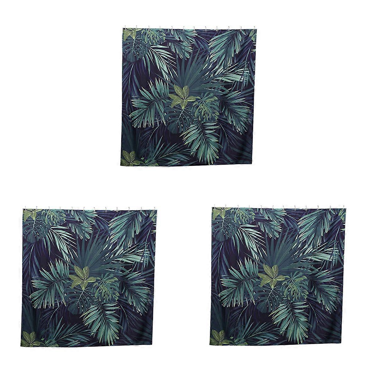 Green Shower Curtain Leaves Printing Pattern Plant Pattern Polyester