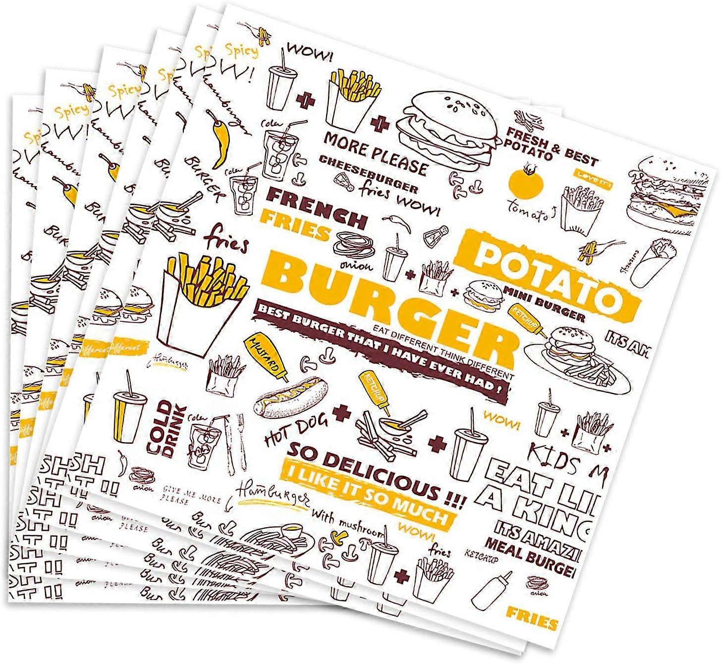 Greaseproof Paper for Deli Sandwiches Pizza Hamburgers Hot Dogs 100 Sheets