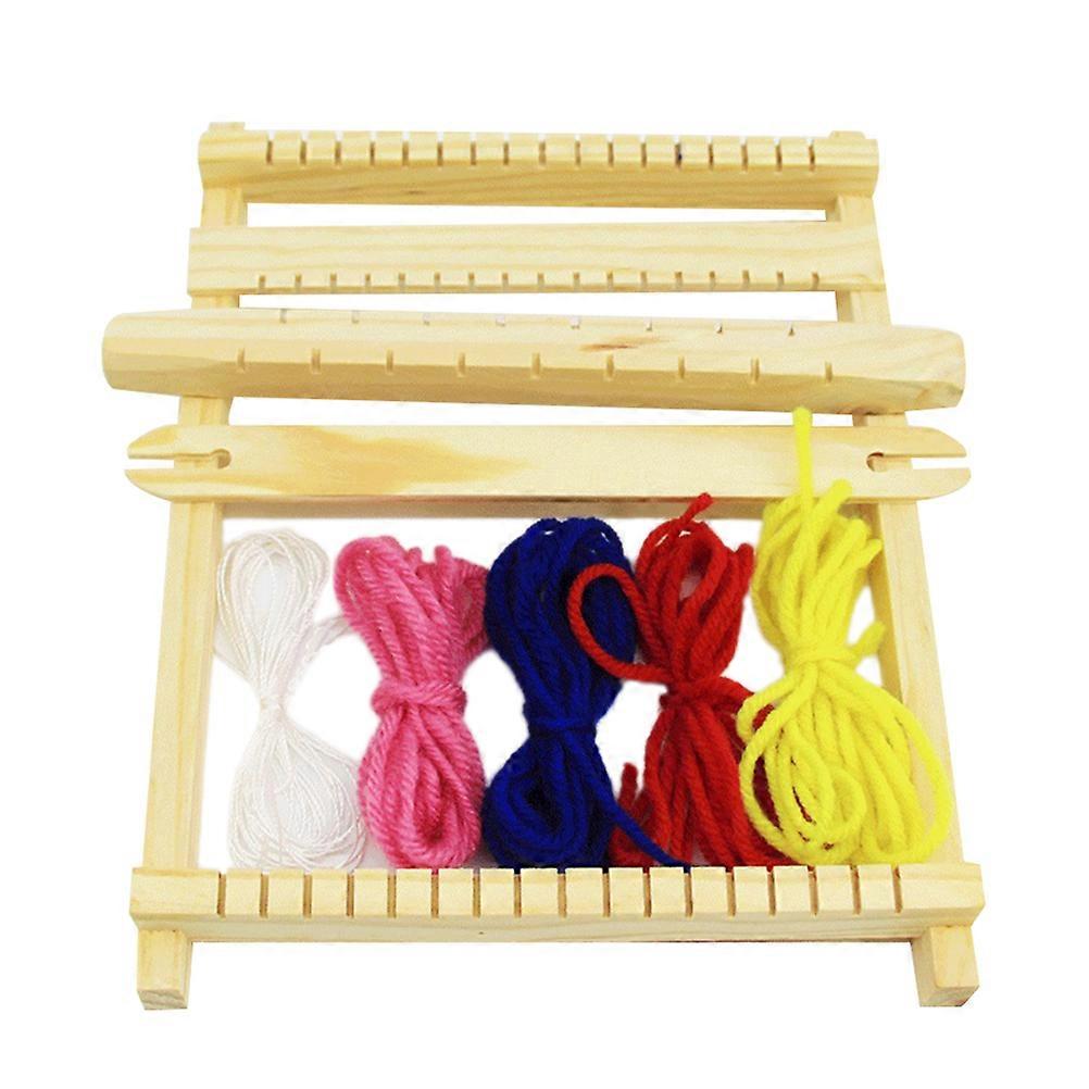 Children Weaving Machine Small Size DIY Hand-Knitting Wooden Loom Toys Weaving Intellectual Development Assorted Color 22.00X16.50X2.50CM 1Set