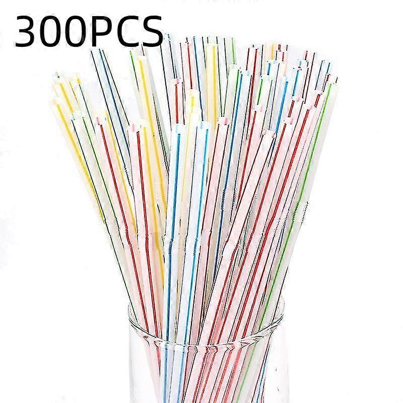 300Pcs Straws Colorful Striped Straws Reusable Drinking Straws for Home