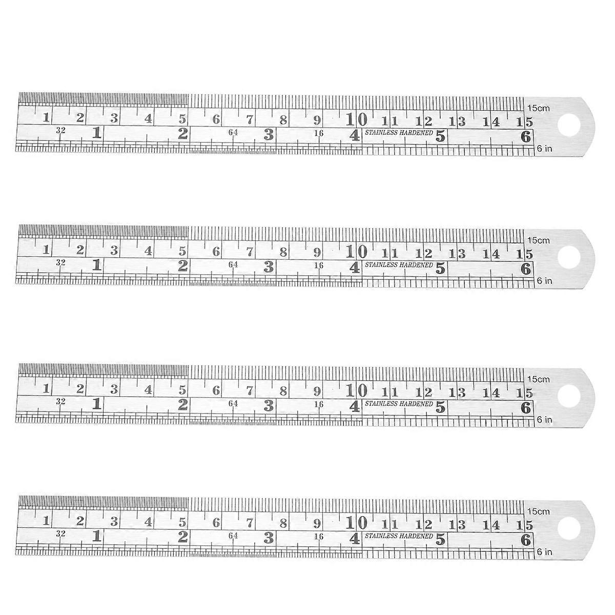 Drafting Ruler Double Scale Stainless Steel Straight Ruler Measuring Tool for Students Silver 15cm