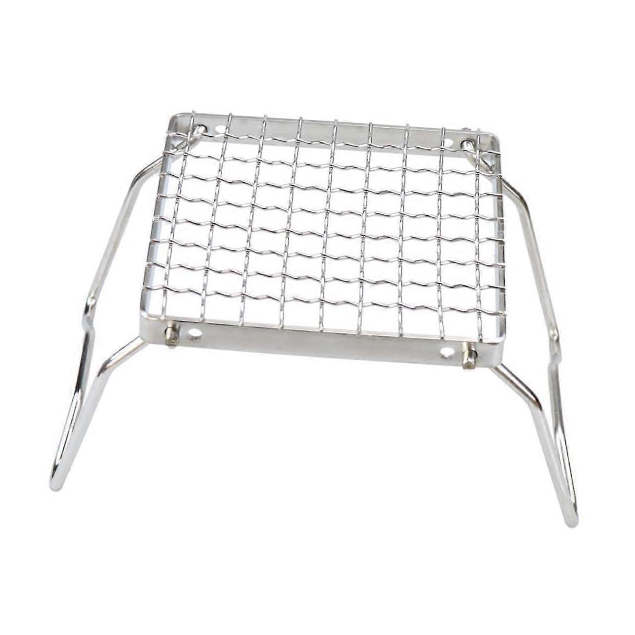 Folding Barbecue Grills 1 Set, Charcoal Grill Grid, Smokeless Outdoor Cooking, Stainless Steel, Camping Cookware, Silver