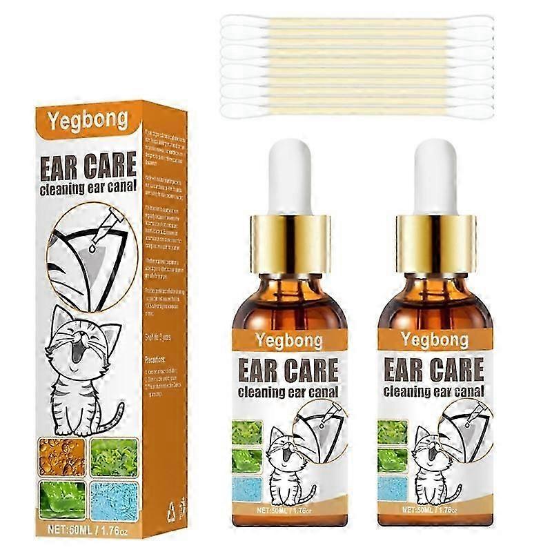 2Set منظف الأذن للقطط ، حليب الأذن ، زيت حليب الأذن ، منظف أذن القطط ، مضاد للحكة ، الإيماء ، العث والشوائب مع