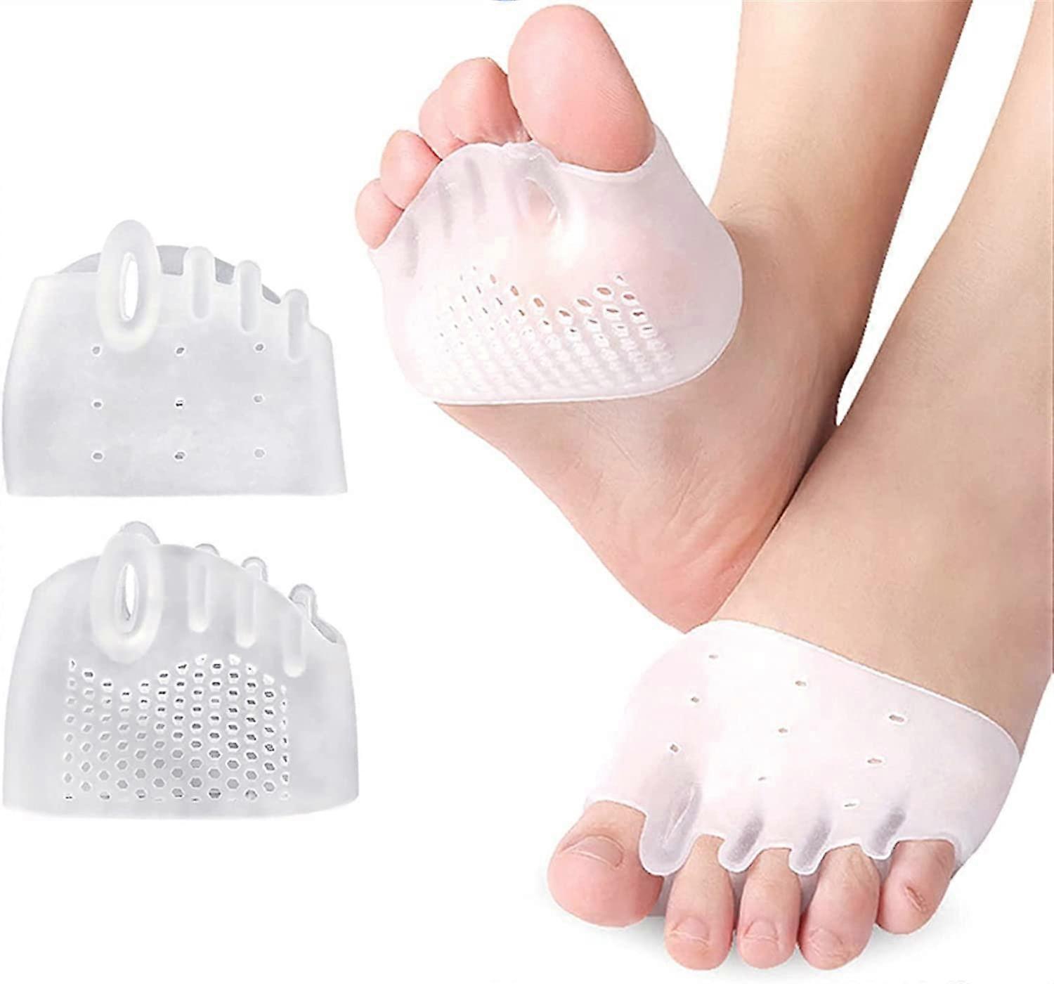 1 Pair Finger Toe Separators Silicone Forefoot Pads Orthotics Bunion Corrector Hallux Valgus Correction Pedicure Foot Tool Cushion Pads (1 Pair A)